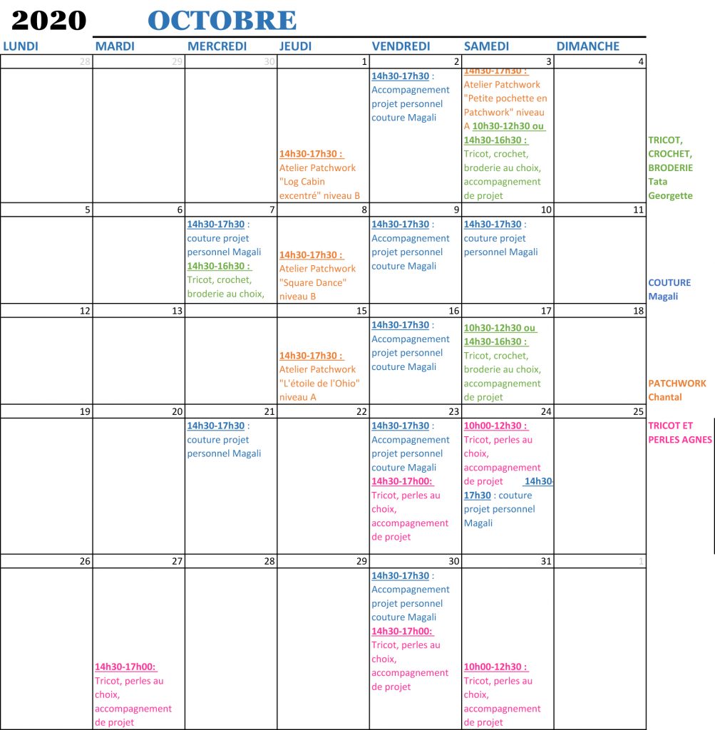 planning mensuele cours oct ok